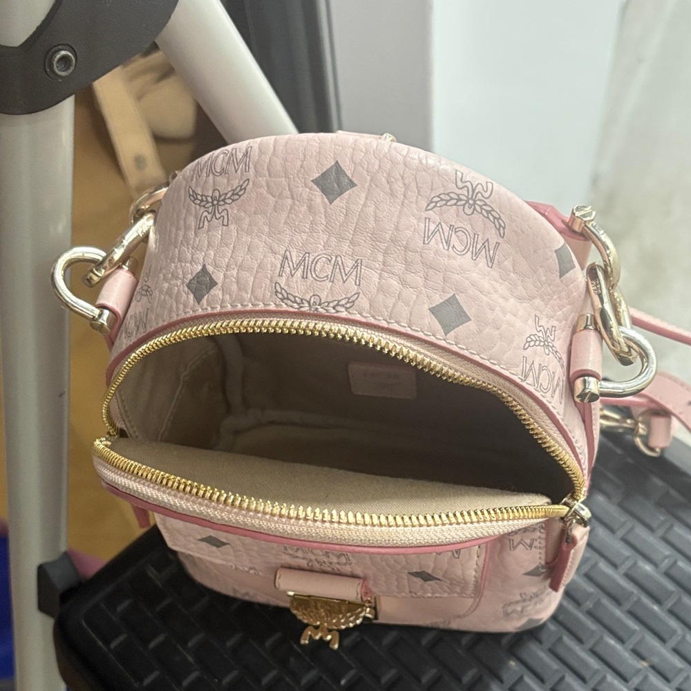 MCM Blush Pink Logo Backpack - Picture 3 of 5